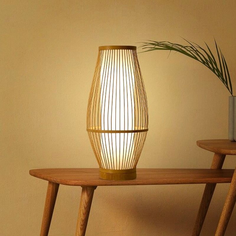 Bambu Lampa Sängbord - Handvävd Naturlig Design Carvallo