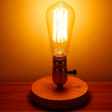 EdisonWood Bordslampa – Vintage Bordslampa i Trä & Aluminium Hemnix