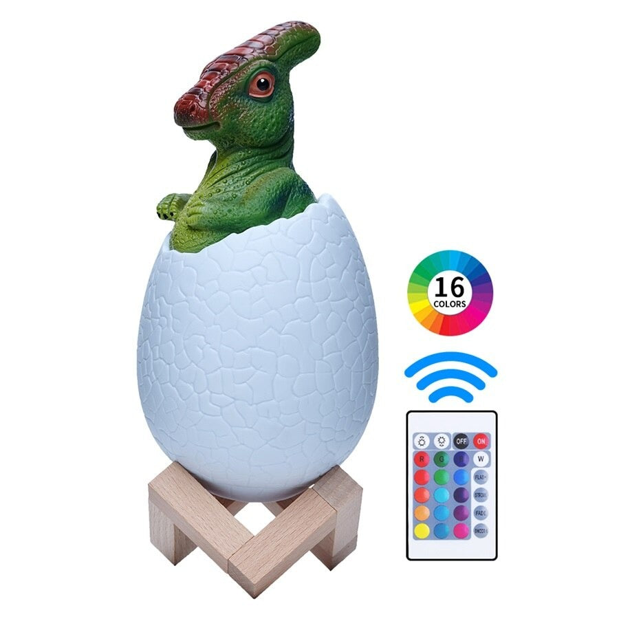 Dinosaurie Sänglampa för Barn – LED Nattlampa med 16 Färgval & Fjärrkontroll Hemnix