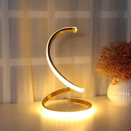Spiral LED Sänglampa med gyllene aluminumdesign Carvallo