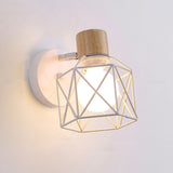 Cage Industriell Vägg Sänglamp med Metall och Trä Design Carvallo