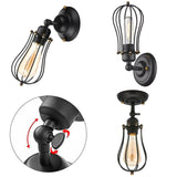 Industriell vintage vägghängd sänglampa med metall- och trädesign Carvallo