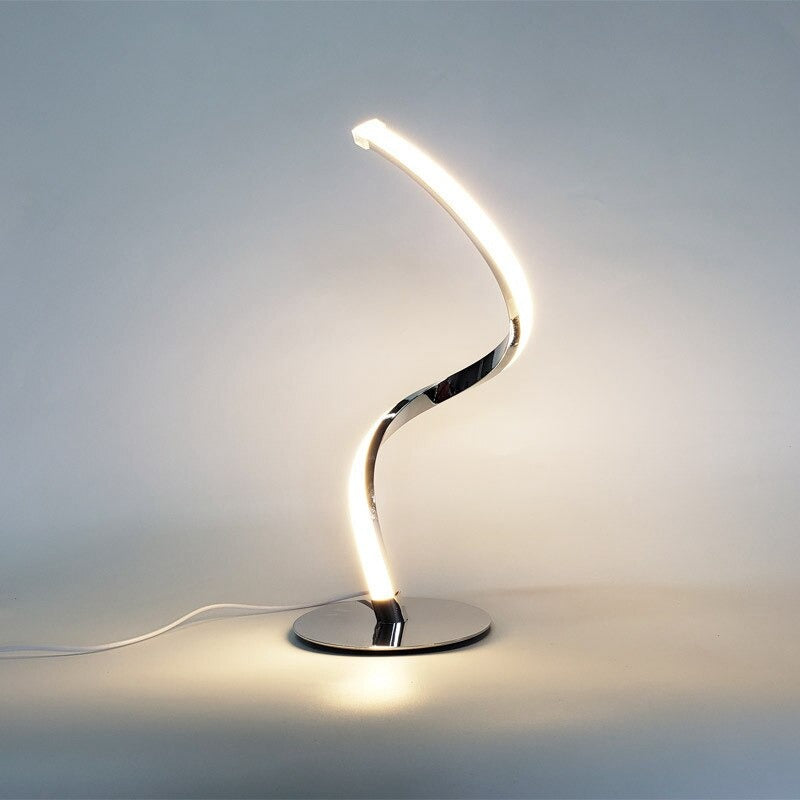 Spiral Bordslampa i Modern Aluminium – Sänglampa med LED & Varmt Ljus Hemnix