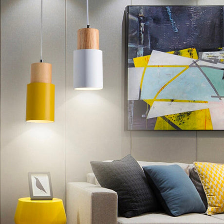 Trä Hängande Sänglampor med Vintage Metallstruktur Carvallo