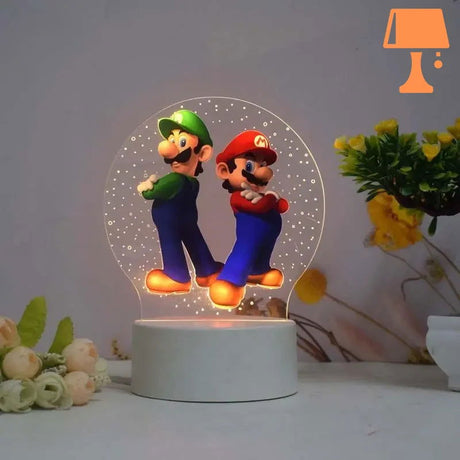 PixelGlow - Super Mario sänglampa med akrylskiva och livligt Mario-design Carvallo