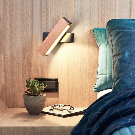 360° Roterande LED-Vägglampa-Lights-Hemnix-21cm trä svart 4W-Varmt vitt (2700-3500K)-Hemnix