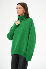 Stickad tröja med hög hals för kvinnor-Hemnix-Hemnix