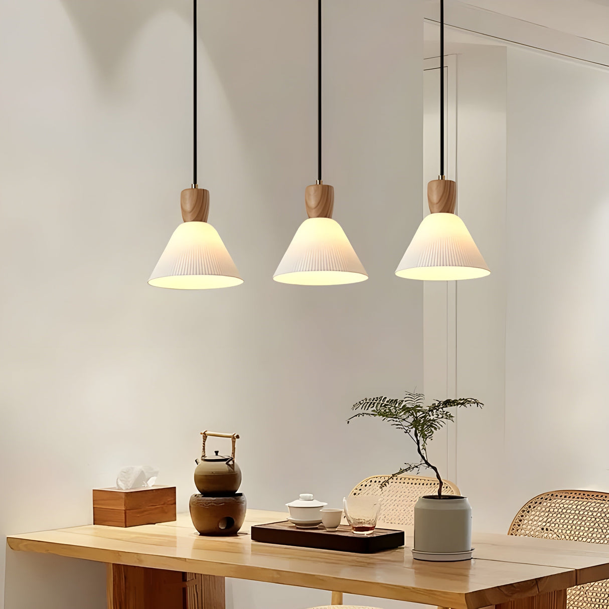 SereniGlow Light - Keramisk Japansk LED Pendellampa Carvallo