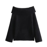 Stickad tröja med off shoulder för kvinnor