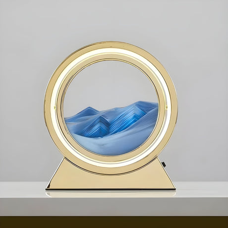 Sandbildslampa – LED-bordslampa med 3D sandmotiv | Avkopplande dekoration för vardagsrum och kontor Carvallo