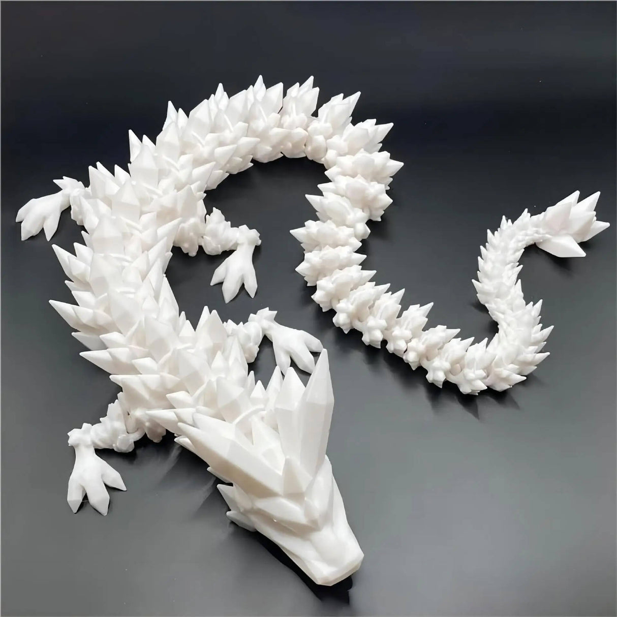 DrakeMorph - Rörlig 3D-printad Drakmodell för Dekor och Fantasi-Action & Toy Figures-BB-Vit-Hemnix