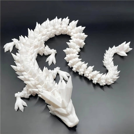 DrakeMorph - Rörlig 3D-printad Drakmodell för Dekor och Fantasi-Action & Toy Figures-BB-Vit-Hemnix