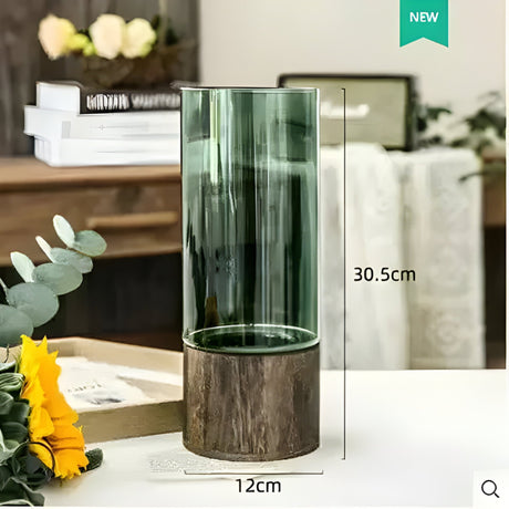 TranquilBloom Vas – Europeisk Hydroponics Trä- och Glasvas Carvallo