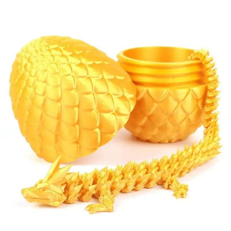 MystiCore - 3D-printat drakägg med rörlig minidrake – en magisk detalj för skrivbordet eller barnrummet-Action & Toy Figures-BB-Strålande gyllene-Hemnix