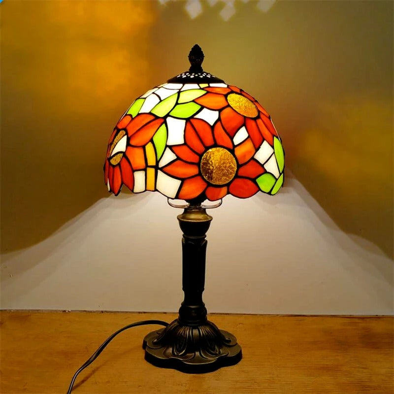 Retro barock LED-bordslampa E27 - Vintage Tiffany-glas MILA Sverige