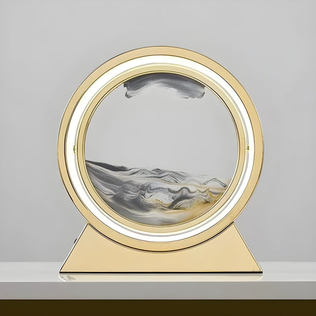 Sandbildslampa – LED-bordslampa med 3D sandmotiv | Avkopplande dekoration för vardagsrum och kontor Carvallo