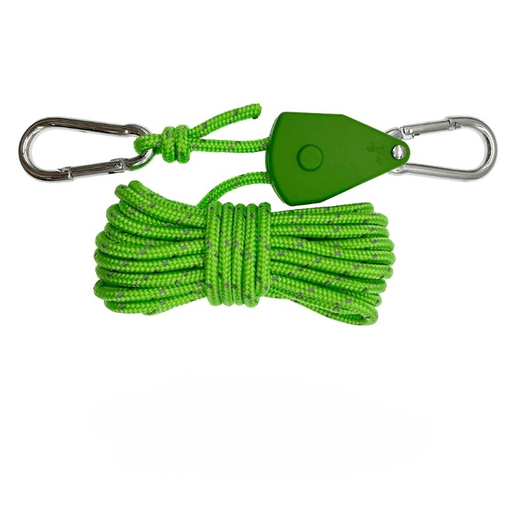 ReflectaCord – Reflekterande Tältlina 5M med Justerbar Trissa för Camping-Tent Accessories-BB-Grön-Hemnix