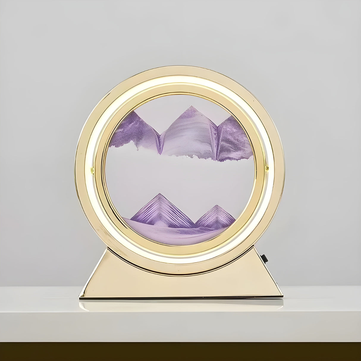 Sandbildslampa – LED-bordslampa med 3D sandmotiv | Avkopplande dekoration för vardagsrum och kontor Carvallo