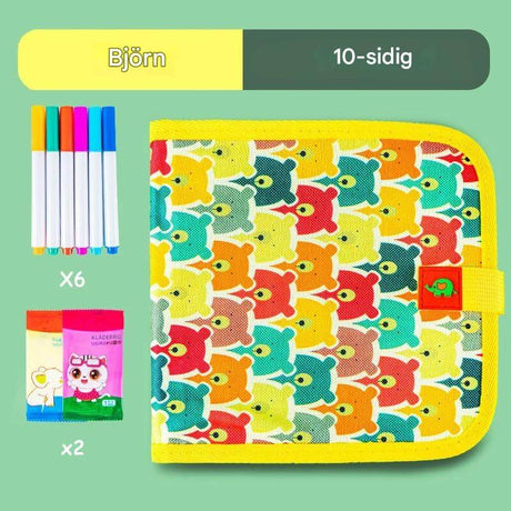 DoodleBloom – Återanvändningsbar Ritbok för Barn | Torkbar & Bärbar Kreativitet med Magisk Penna-Art & Drawing Toys-BB-Gul björn-10 sidor-Hemnix