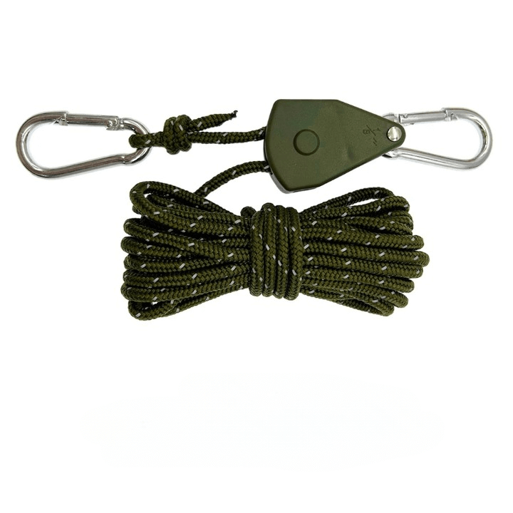 ReflectaCord – Reflekterande Tältlina 5M med Justerbar Trissa för Camping-Tent Accessories-BB-Armégrön-Hemnix