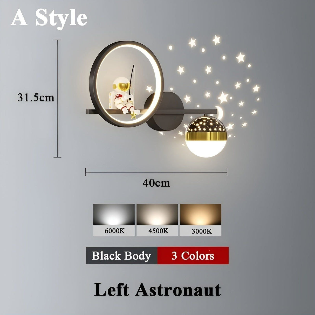 AstroGlow Lampa - Modern Barn Stjärnhimmel Projektor LED Vägglampa Carvallo