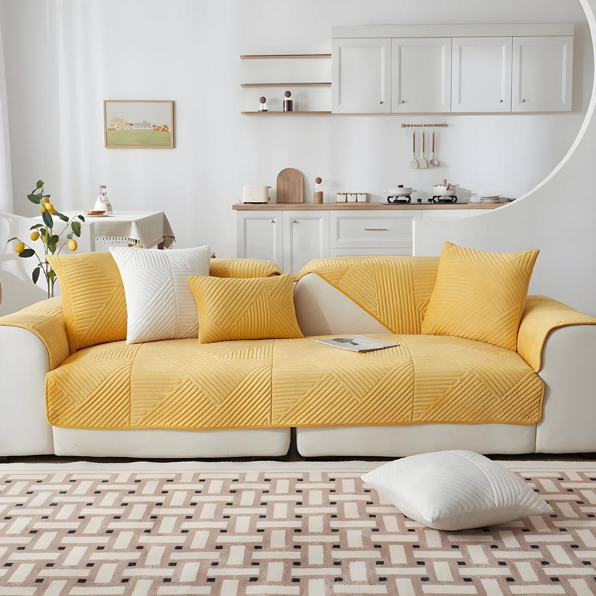 SofaGuard Deluxe – Modern Rutschfri Sammetsoffenduk för Vardagsrummet Carvallo