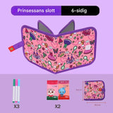 DoodleBloom – Återanvändningsbar Ritbok för Barn | Torkbar & Bärbar Kreativitet med Magisk Penna-Art & Drawing Toys-BB-Lila prinsessa-6 sidor-Hemnix