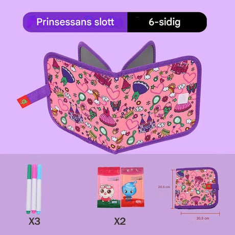 DoodleBloom – Återanvändningsbar Ritbok för Barn | Torkbar & Bärbar Kreativitet med Magisk Penna-Art & Drawing Toys-BB-Lila prinsessa-6 sidor-Hemnix