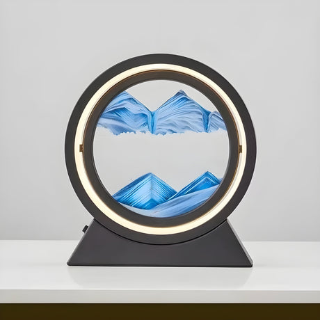 Sandbildslampa – LED-bordslampa med 3D sandmotiv | Avkopplande dekoration för vardagsrum och kontor Carvallo