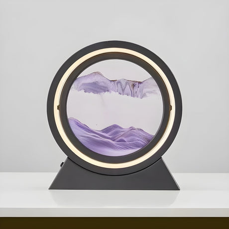 Sandbildslampa – LED-bordslampa med 3D sandmotiv | Avkopplande dekoration för vardagsrum och kontor Carvallo