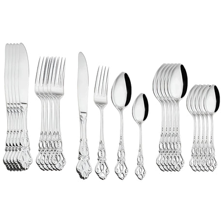 LuxeDining Bestick Set - Rostfritt Stål Diskmaskinssäkert Bestick Set Carvallo