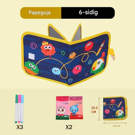 DoodleBloom – Återanvändningsbar Ritbok för Barn | Torkbar & Bärbar Kreativitet med Magisk Penna-Art & Drawing Toys-BB-Gul papegoja-6 sidor-Hemnix