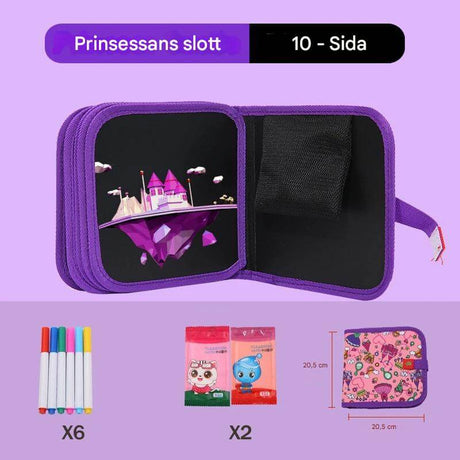 DoodleBloom – Återanvändningsbar Ritbok för Barn | Torkbar & Bärbar Kreativitet med Magisk Penna-Art & Drawing Toys-BB-Lila prinsessa-10 sidor-Hemnix