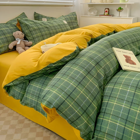 DreamPlaid Sängkläder Set - Nordisk Rutmönster Bomull Sängkläder Set Carvallo