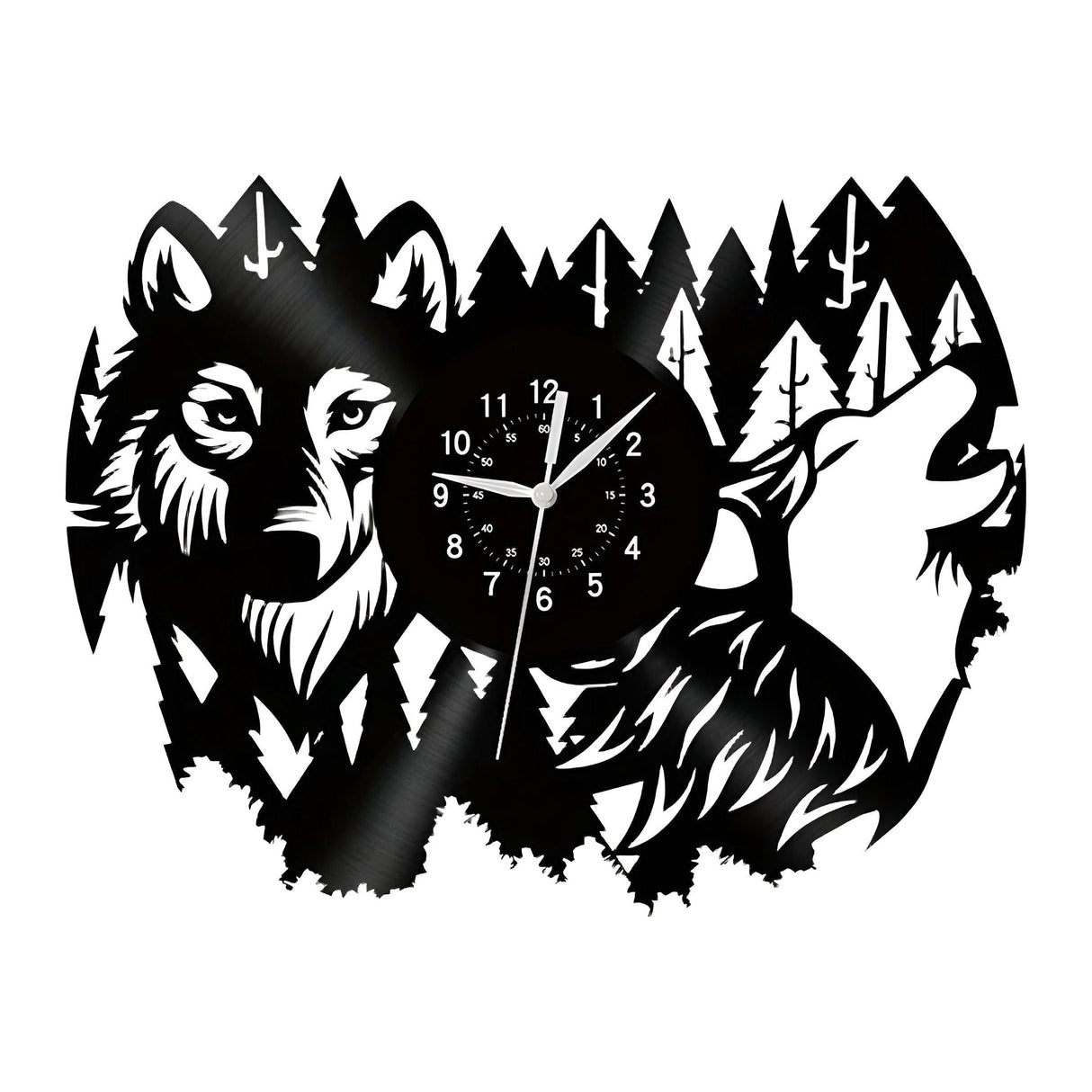 ForestTime Klocka - Kreativ Väggklocka med Skogsdjurshuvud i Vinyl för Juldekoration Carvallo