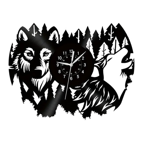 ForestTime Klocka - Kreativ Väggklocka med Skogsdjurshuvud i Vinyl för Juldekoration Carvallo