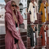 Twist Stickad Hooded Cardigan för kvinnor-Hemnix-Hemnix