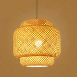 Handgebreide hanglamp van bamboe