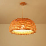 Handgebreide hanglamp van bamboe
