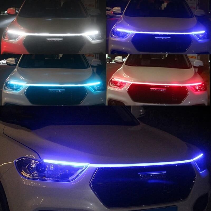 GlowTail - LED DRL Huvlist för Bil | 150cm Sekventiellt Ljusband med Vattentålig Design-Motor Vehicle Lighting-BB-Hemnix