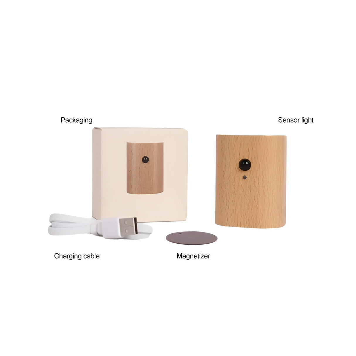 TimberSense Light - Uppladdningsbar Rörelsesensor Väggljus gjort av Trä Carvallo