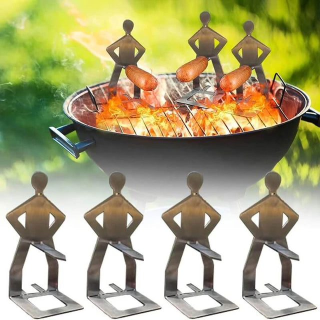 Sausbro - Bärbar korvhållare i rostfritt stål för camping, grill och picknick 5st-Kitchen Organizers-BB-Hemnix