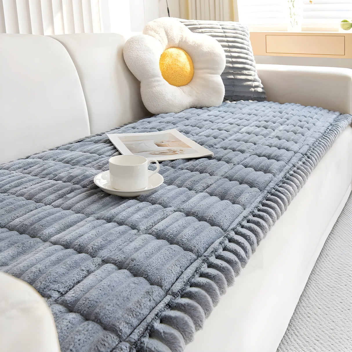 Kord Sofföverdrag – Tjockt, Rutsksäkert och Dekorativt | Perfekt Skydd för Soffa Carvallo