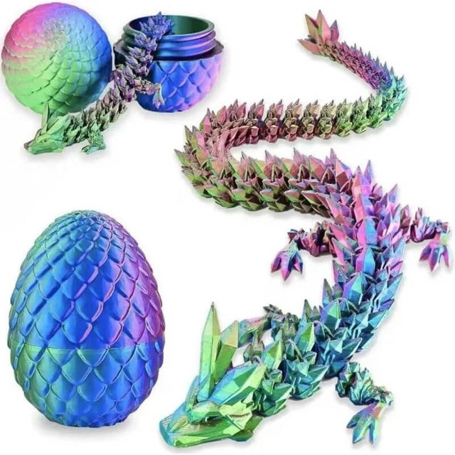 MystiCore - 3D-printat drakägg med rörlig minidrake – en magisk detalj för skrivbordet eller barnrummet-Action & Toy Figures-BB-Hemnix