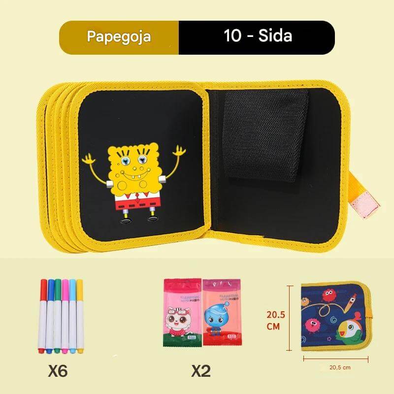 DoodleBloom – Återanvändningsbar Ritbok för Barn | Torkbar & Bärbar Kreativitet med Magisk Penna-Art & Drawing Toys-BB-Gul papegoja-10 sidor-Hemnix