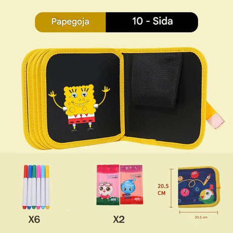 DoodleBloom – Återanvändningsbar Ritbok för Barn | Torkbar & Bärbar Kreativitet med Magisk Penna-Art & Drawing Toys-BB-Gul papegoja-10 sidor-Hemnix