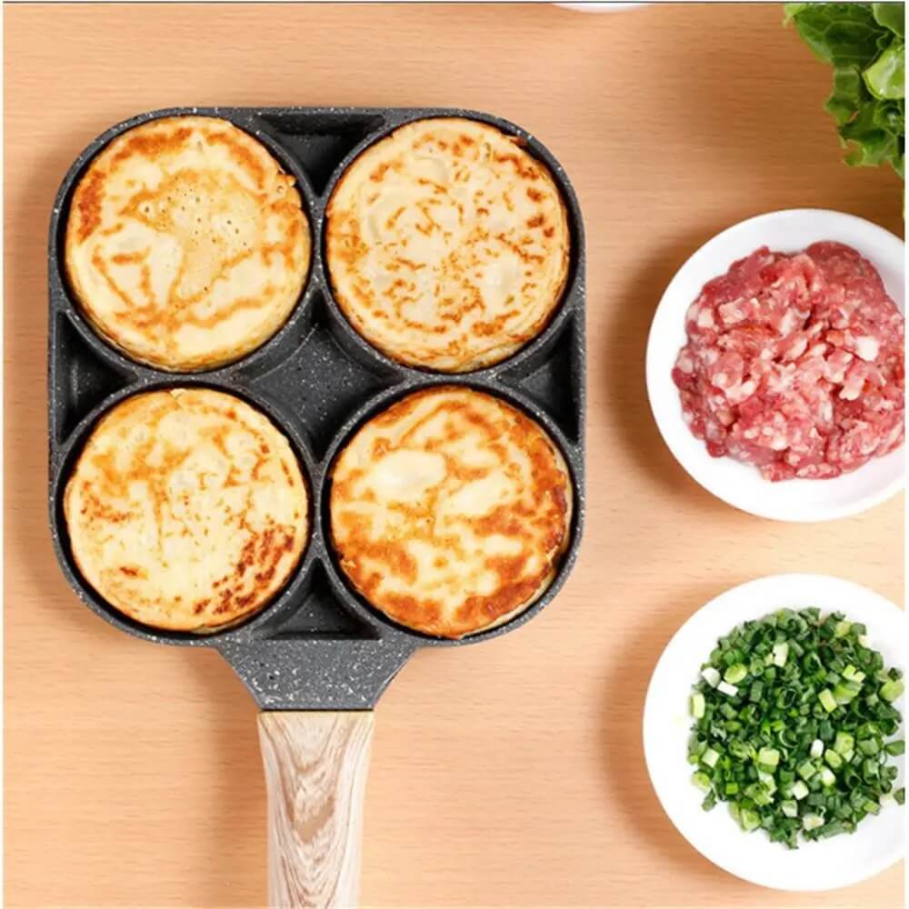 MultiChef – 4-håls Omelettpanna med Nonstick-beläggning | För Frukost, Smårätter och Kreativ Matlagning-Frying Pans-BB-Hemnix