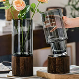 TranquilBloom Vas – Europeisk Hydroponics Trä- och Glasvas Carvallo
