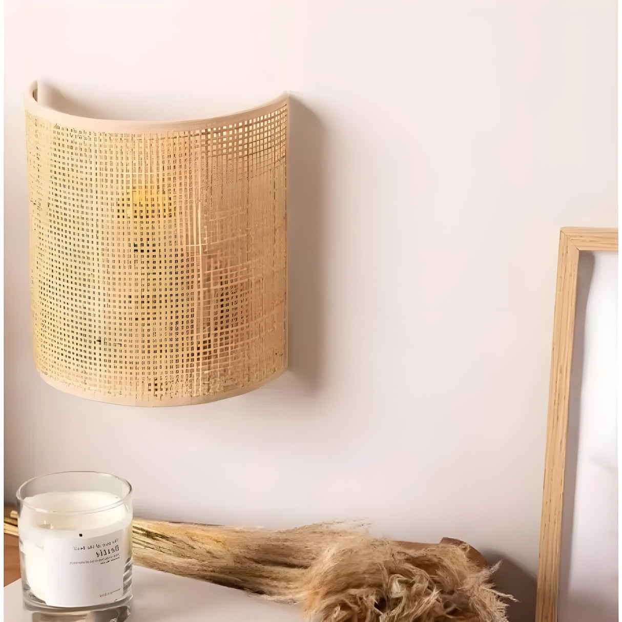 RetroWeave Lampa - Retro Rattan Vävda Dekorativa Vägglampa Carvallo