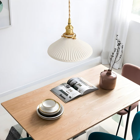 JapandiBeam Light - Japansk keramik hängande lampa med rännmönster Carvallo